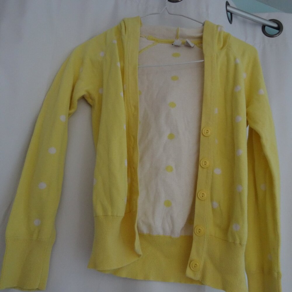 womens old navy size large polka dot yellow cardigan with hood